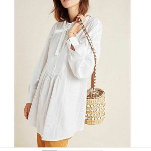 Maeve by Anthropologie White Vivaldi Blouse Tunic Top size 4 NWT
